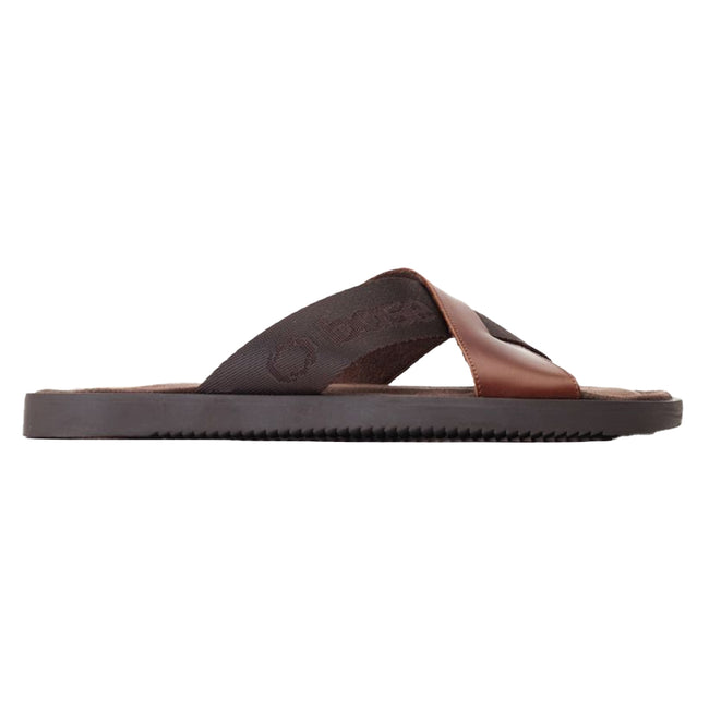 Burnt Brown - Side - Base London Mens Webb Leather Sliders