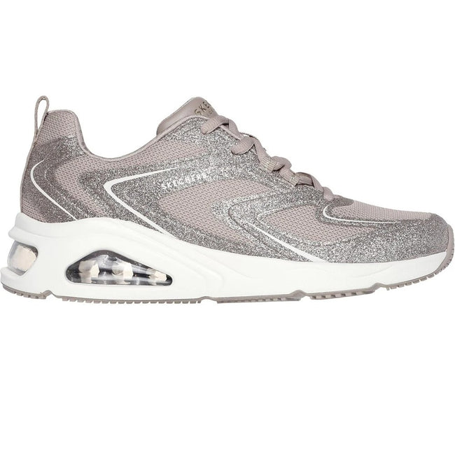 Taupe - Side - Skechers Womens-Ladies Tres Air Uno Glitter Trainers