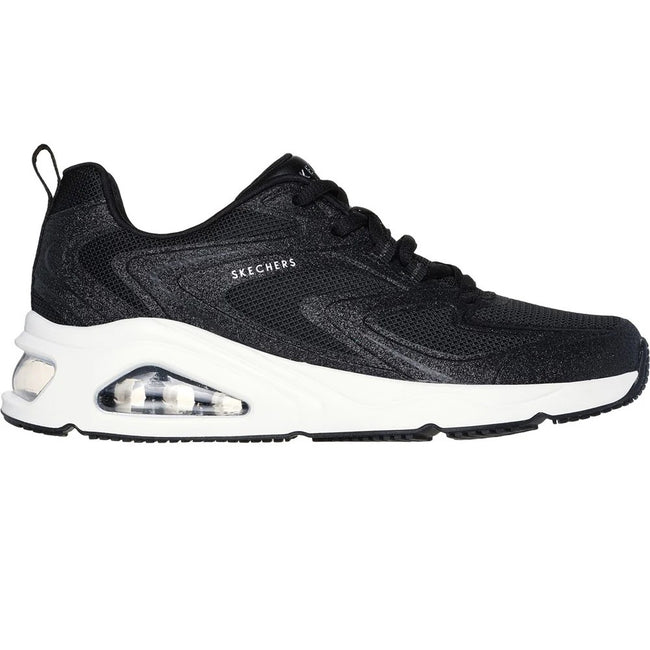 Black - Side - Skechers Womens-Ladies Tres Air Uno Glitter Trainers