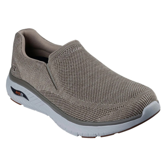 Taupe - Front - Skechers Mens Arch Fit Crosser Locke Trainers