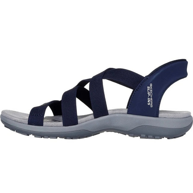 Navy - Lifestyle - Skechers Womens-Ladies Reggae Stretch Flex Slim Sandals