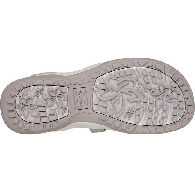 Taupe - Back - Skechers Womens-Ladies Reggae Stretch Flex Slim Sandals