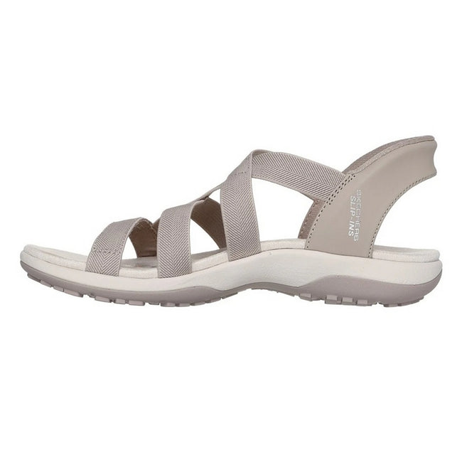 Taupe - Lifestyle - Skechers Womens-Ladies Reggae Stretch Flex Slim Sandals