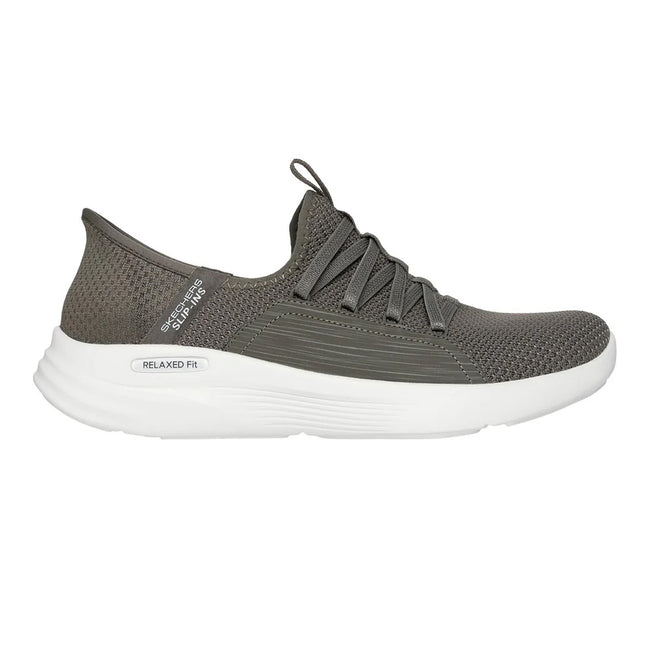 Olive - Side - Skechers Womens-Ladies Sport Ballet Chic Relaxed Fit Trainers