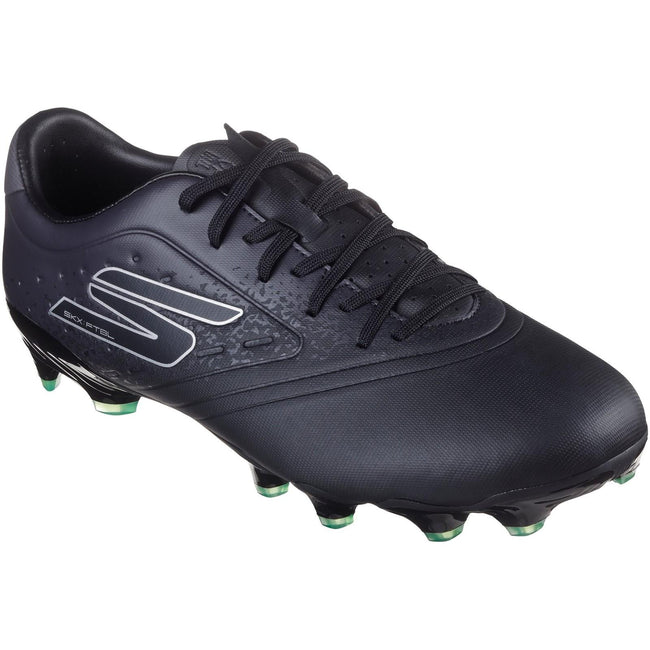 Black-Silver - Front - Skechers Mens Razor 1.5 Academy Firm Ground Football Boots