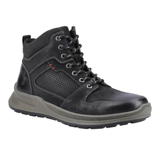 Black - Front - Hush Puppies Mens Arnie Leather Ankle Boots