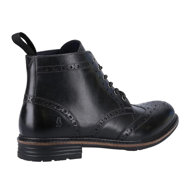 Black - Back - Hush Puppies Mens Joshua Leather Ankle Boots