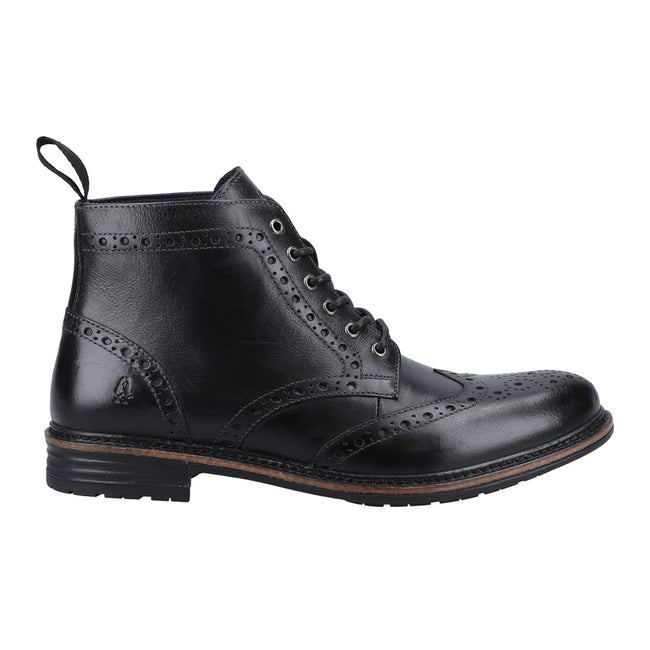 Black - Side - Hush Puppies Mens Joshua Leather Ankle Boots