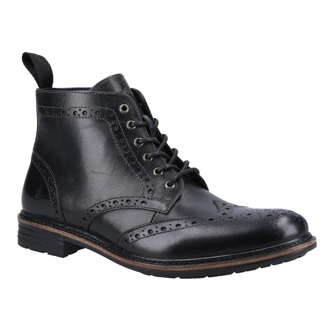 Black - Front - Hush Puppies Mens Joshua Leather Ankle Boots