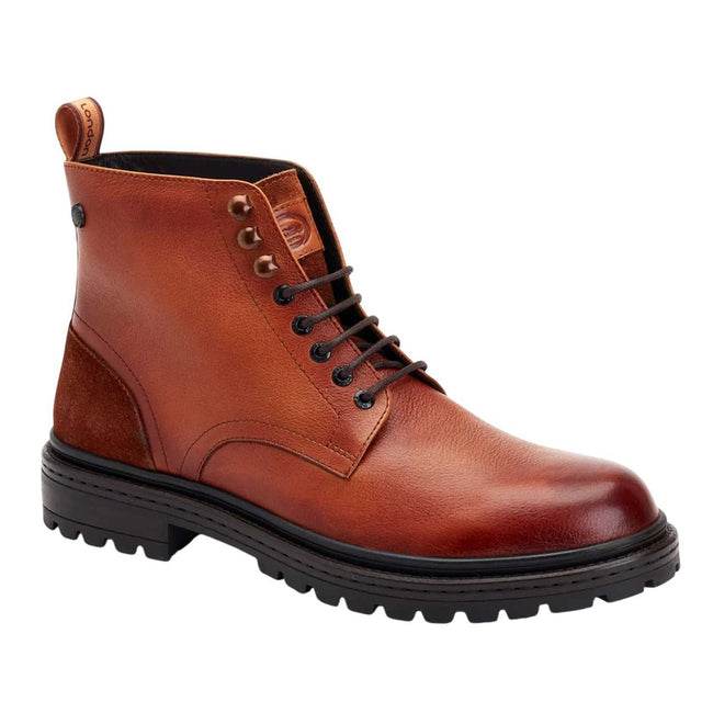 Tan - Front - Base London Mens Dettori Grain Leather Work Boots