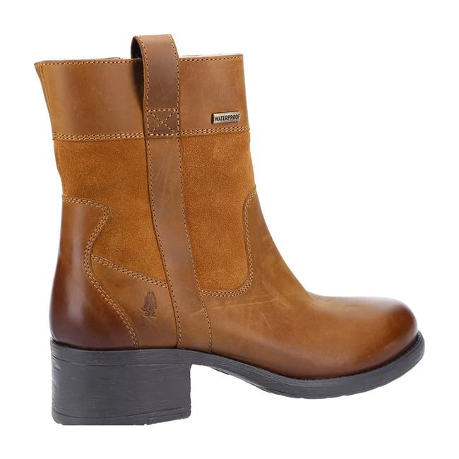 Tan - Back - Hush Puppies Womens-Ladies Saskia Leather Boots