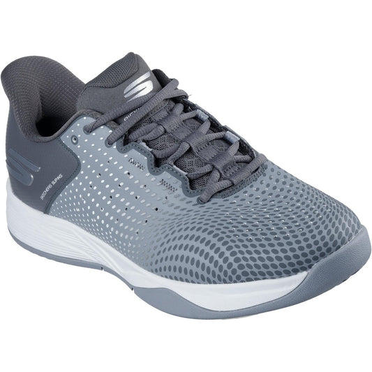 Grey-Charcoal - Front - Skechers Mens Viper Court Reload Relaxed Fit Trainers