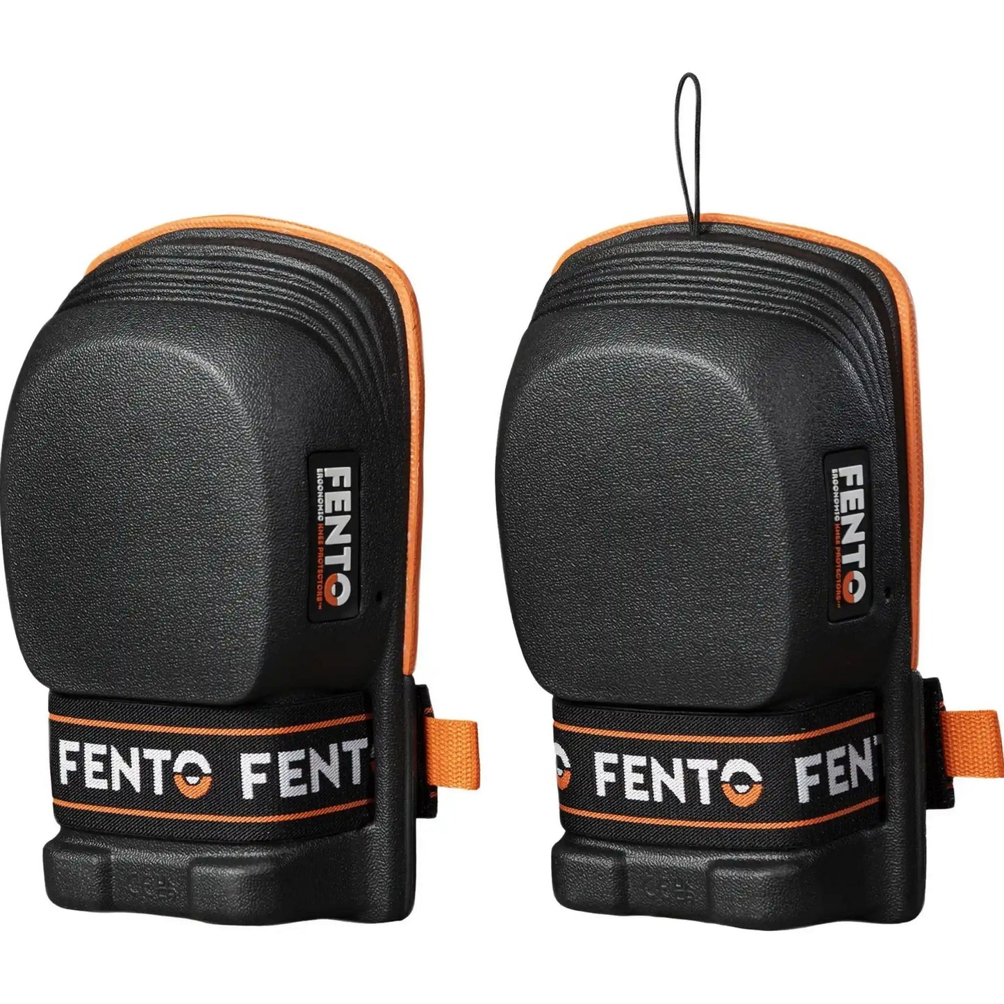 Black-Orange - Side - Fento Original Hard Cap Knee Pads (Pack of 2)