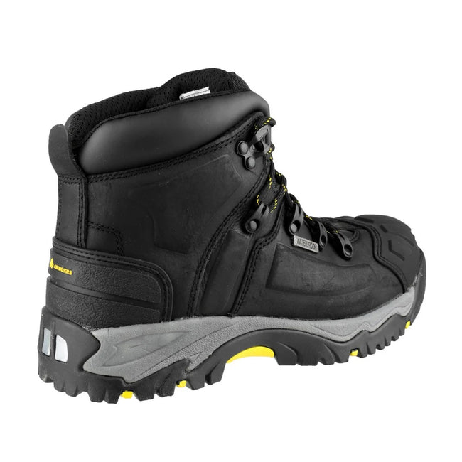Black-Yellow - Back - Amblers Unisex Adult Crazy Horse Leather Safety Boots