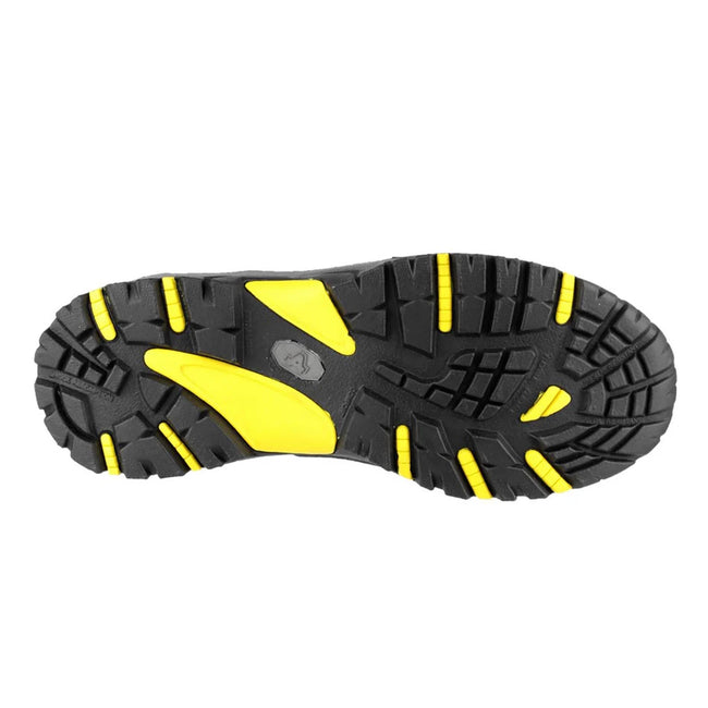 Black-Yellow - Side - Amblers Unisex Adult Crazy Horse Leather Safety Boots