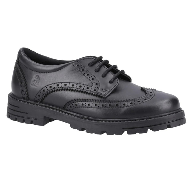 Black - Front - Hush Puppies Girls Maxine Leather School Shoes