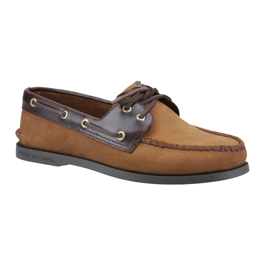 Brown Combo - Front - Sperry Mens Authentic 2 Leather Boat Shoes