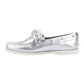 Silver - Side - Sperry Womens-Ladies Authentic 2 Leather Boat Shoes