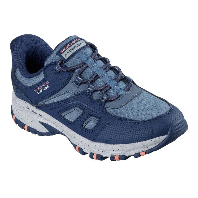 Navy-Coral - Front - Skechers Unisex Adult Hillcrest Kamalino Suede Slip-In Walking Shoes