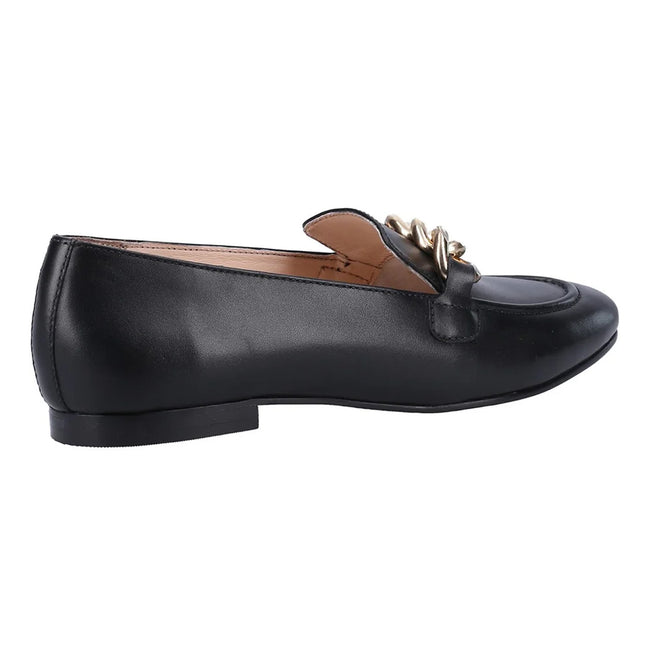 Black - Back - Hush Puppies Womens-Ladies Harper Chain Leather Loafers