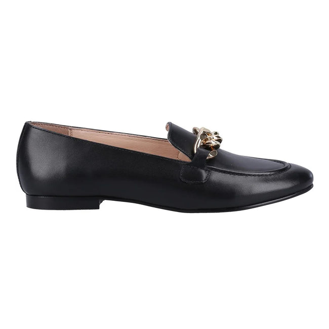 Black - Side - Hush Puppies Womens-Ladies Harper Chain Leather Loafers