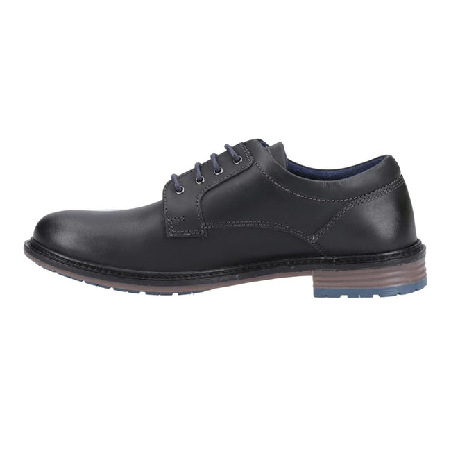 Black - Side - Hush Puppies Mens Julian Leather Shoes