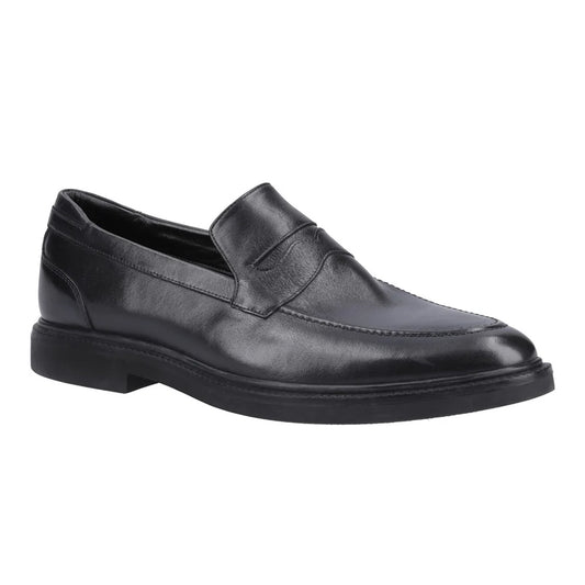 Black - Front - Hush Puppies Mens Knox Leather Loafers