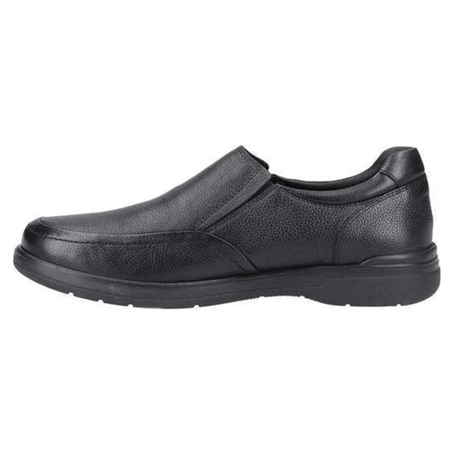 Black - Side - Hush Puppies Mens Matthew Leather Slip-on Loafers