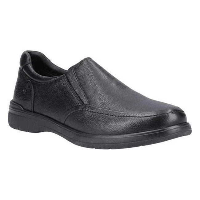 Black - Front - Hush Puppies Mens Matthew Leather Slip-on Loafers