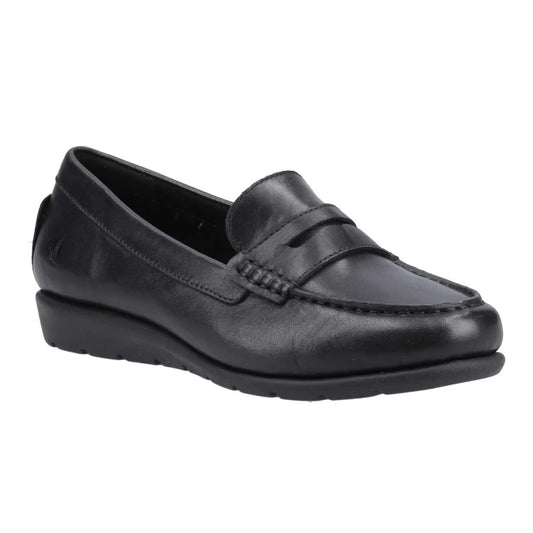 Black - Front - Hush Puppies Womens-Ladies Shelby Leather Loafers