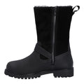 Black - Side - Hunter Womens-Ladies Ness Full Grain Leather Biker Boots