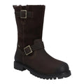 Brown - Front - Hunter Womens-Ladies Ness Full Grain Leather Biker Boots