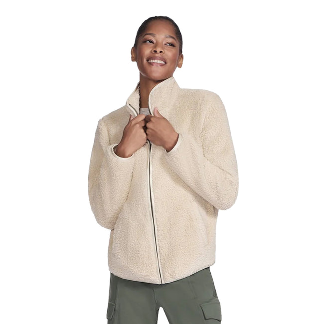 Natural - Front - Skechers Womens-Ladies Sherpa Jacket
