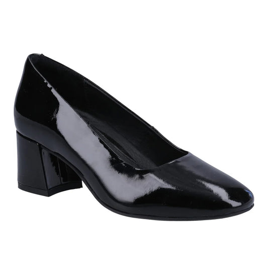Black Patent - Front - Hush Puppies Womens-Ladies Alicia Leather Court Shoes
