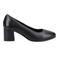 Black - Side - Hush Puppies Womens-Ladies Anna Leather Wide Court Shoes