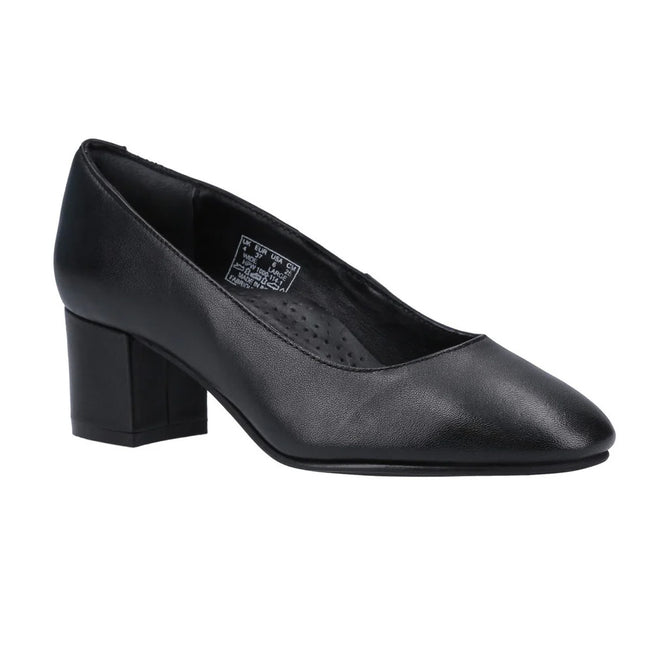 Black - Front - Hush Puppies Womens-Ladies Anna Leather Wide Court Shoes
