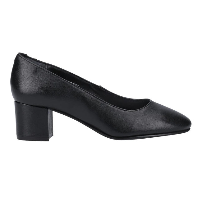 Black - Side - Hush Puppies Womens-Ladies Anna Leather Wide Court Shoes
