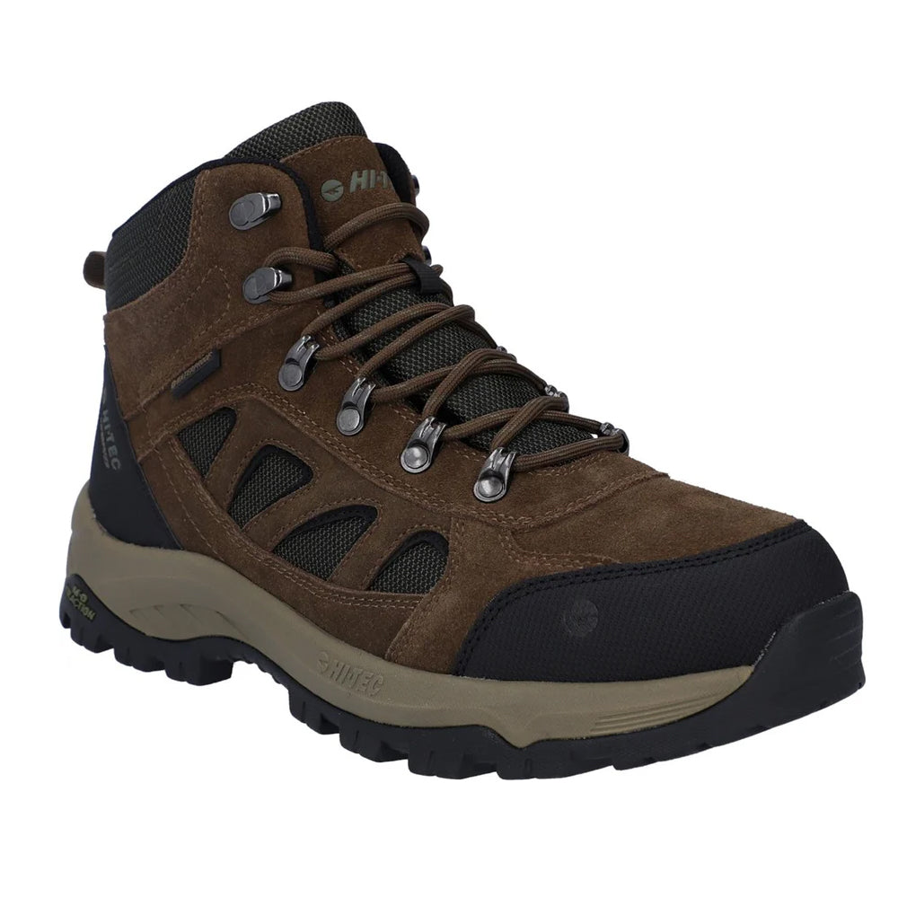 Smokey Brown-Khaki - Pack Shot - Hi-Tec Mens Bandera Expedition Suede Mid Cut Wide Boots