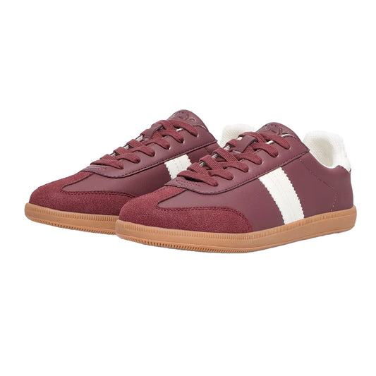 Burgundy-Cream - Front - Only Womens-Ladies Amber Trainers