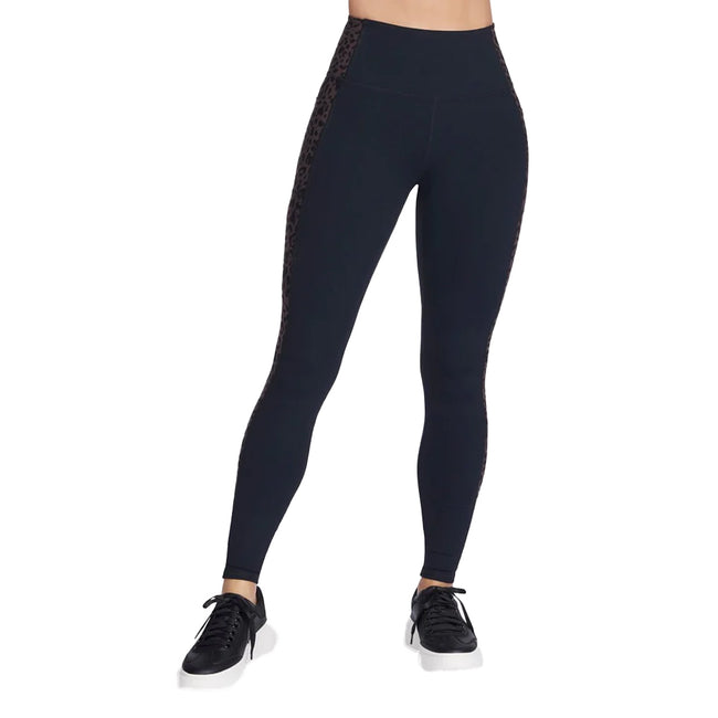 Black - Front - Skechers Womens-Ladies Go Walk Cheetah Print Leggings