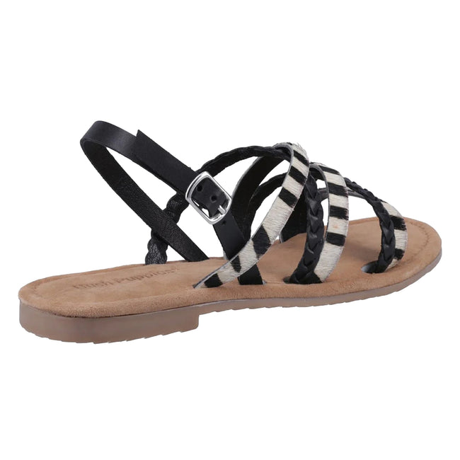 Black - Back - Hush Puppies Womens-Ladies Amanda Strappy Leather Sandals