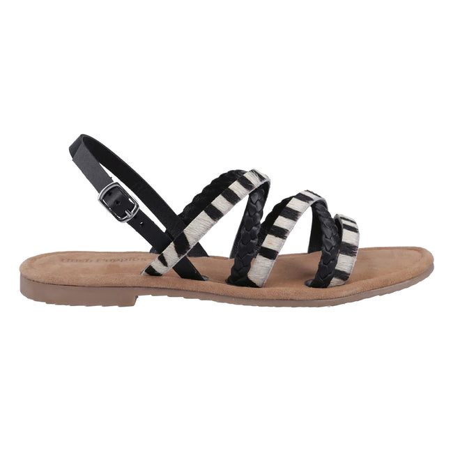 Black - Side - Hush Puppies Womens-Ladies Amanda Strappy Leather Sandals