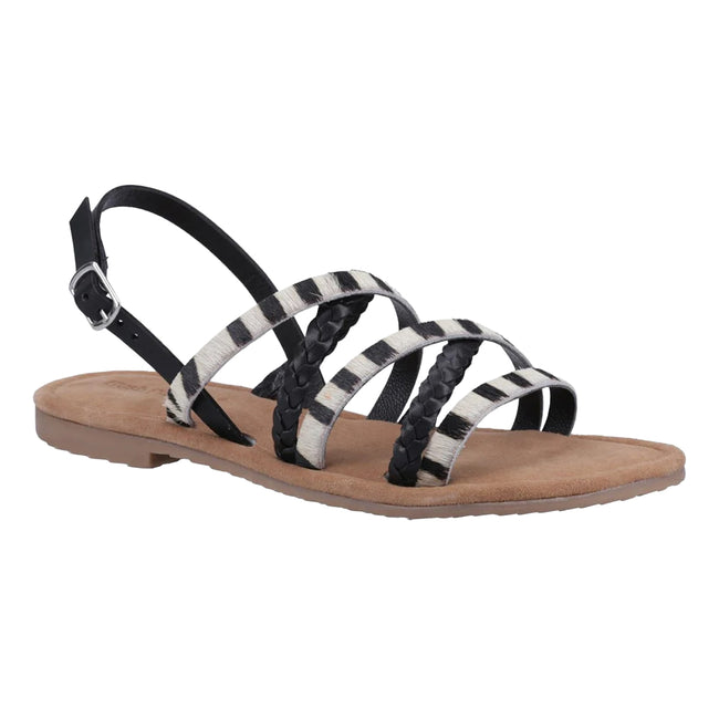 Black - Front - Hush Puppies Womens-Ladies Amanda Strappy Leather Sandals