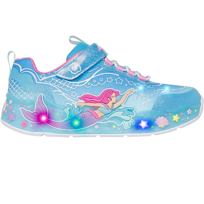Blue-Pink-Yellow - Side - Skechers Girls Mermaid Dreams Light Up Trainers