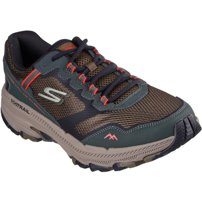 Olive-Black - Front - Skechers Mens Go Run Trail Altitude 2.0 Marble Rock 3.0 Leather Walking Shoes