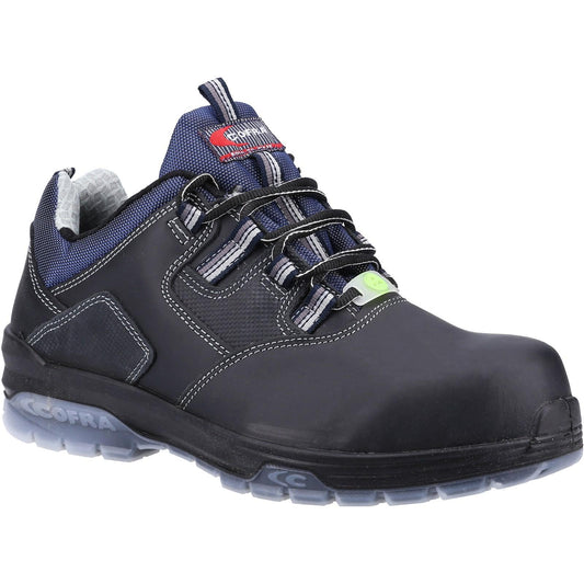Black-Blue - Front - Cofra Mens Rap S3 SRC Full Grain Leather Safety Shoes