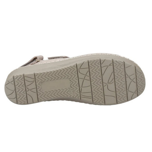 Taupe - Pack Shot - Fleet & Foster Womens-Ladies Bernice Leather Sandals