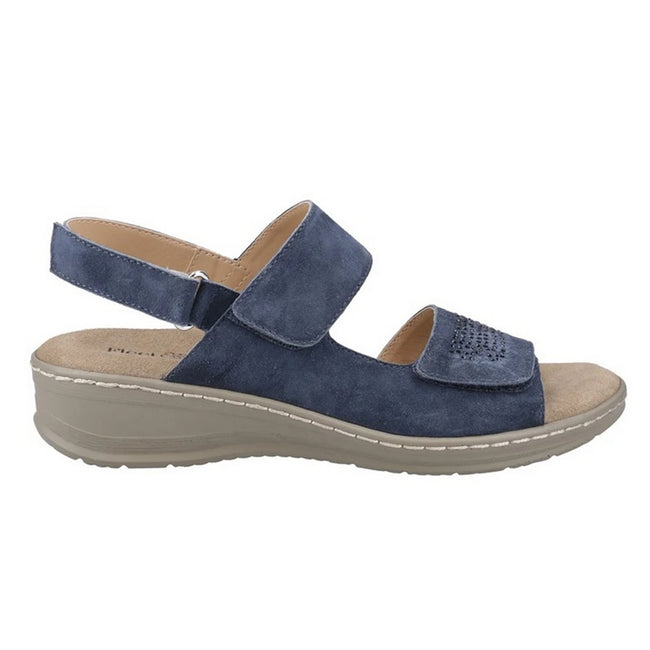 Navy - Side - Fleet & Foster Womens-Ladies Bernice Leather Sandals