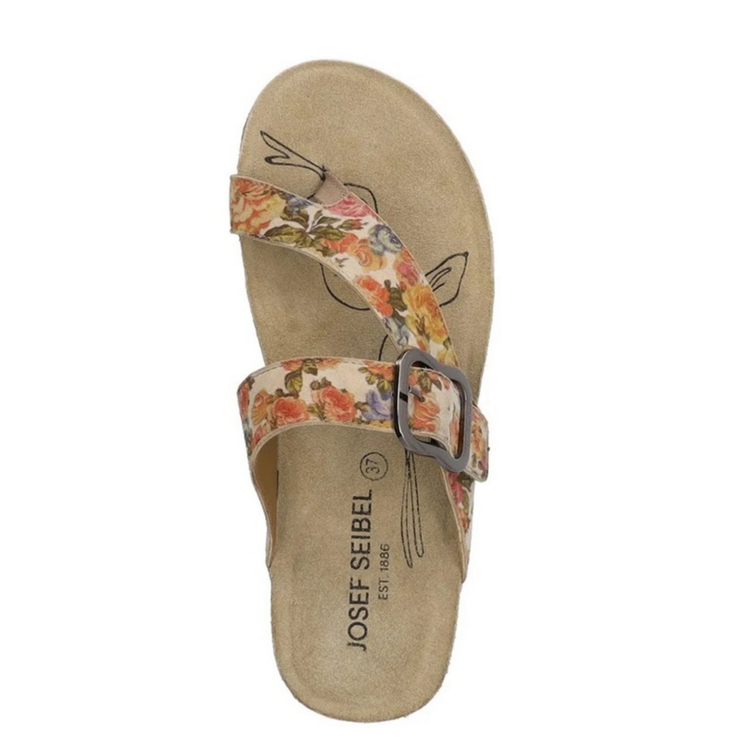 Beige-Multicoloured - Close up - Josef Seibel Womens-Ladies Tonga 77 Leather Sandals