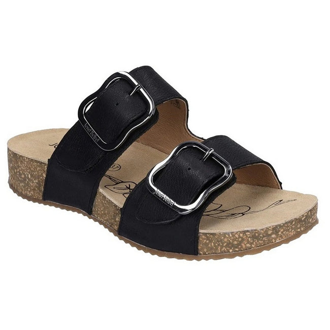 Black - Front - Josef Seibel Womens-Ladies Tonga Leather Slip-on Sandals
